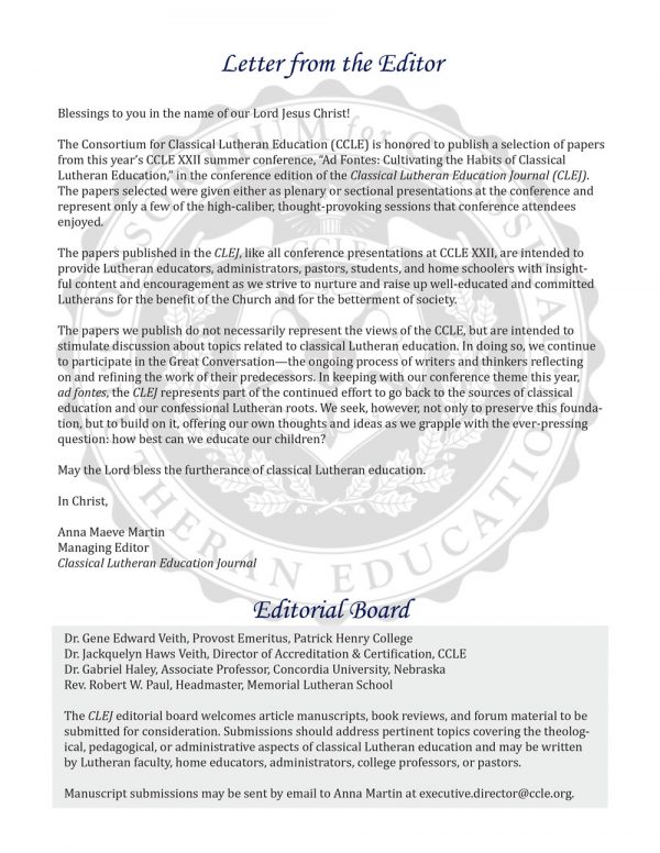 Value Pack of Classical Lutheran Education Journal—Conference Edition, Vol. XIV - Image 3